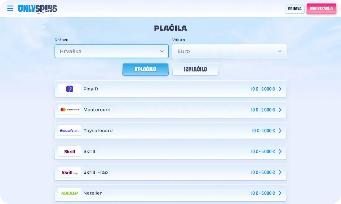 onlyspins casino uplate