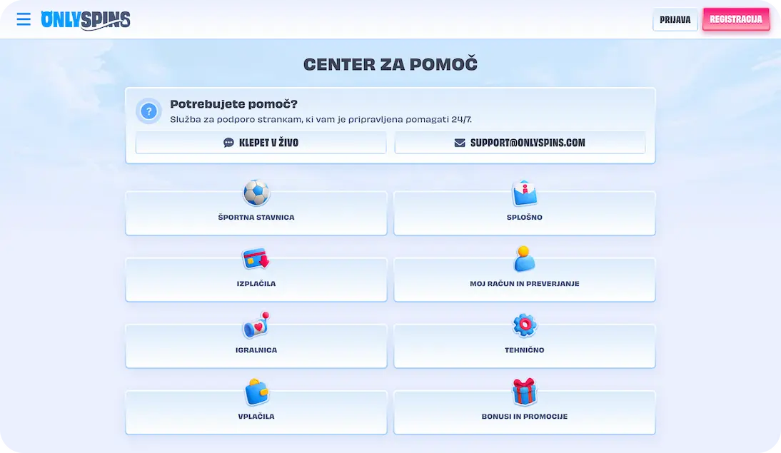 Onlyspins casino korisnička podrška