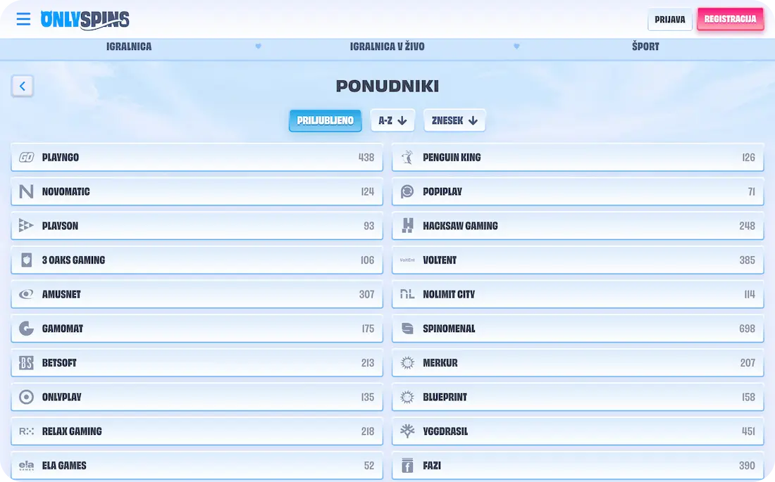 Onlyspins casino ponudniki